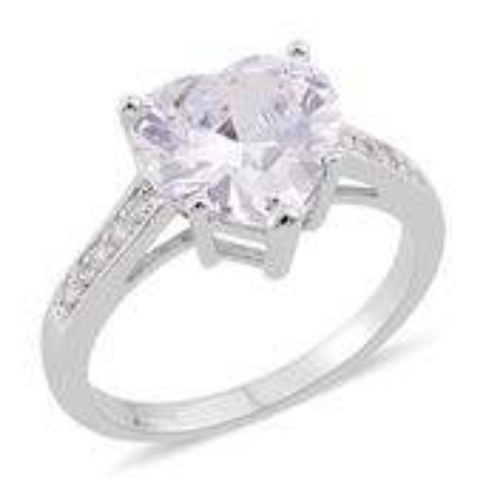 Simulated Diamond Silvertone Heart Ring NWT!